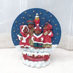 Vintage Decorative Plate with Caroling Bears for Christmas Decor with Stand